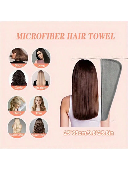 3pcs Premium Quick-Dry Super Soft Microfiber Hair Towels, Highly Absorbent & Comfortable, Designed For Frizzy Hair, Daily Essential Towel Gift, Bathroom Decor, Autumn Decoration, Back To School Hair W