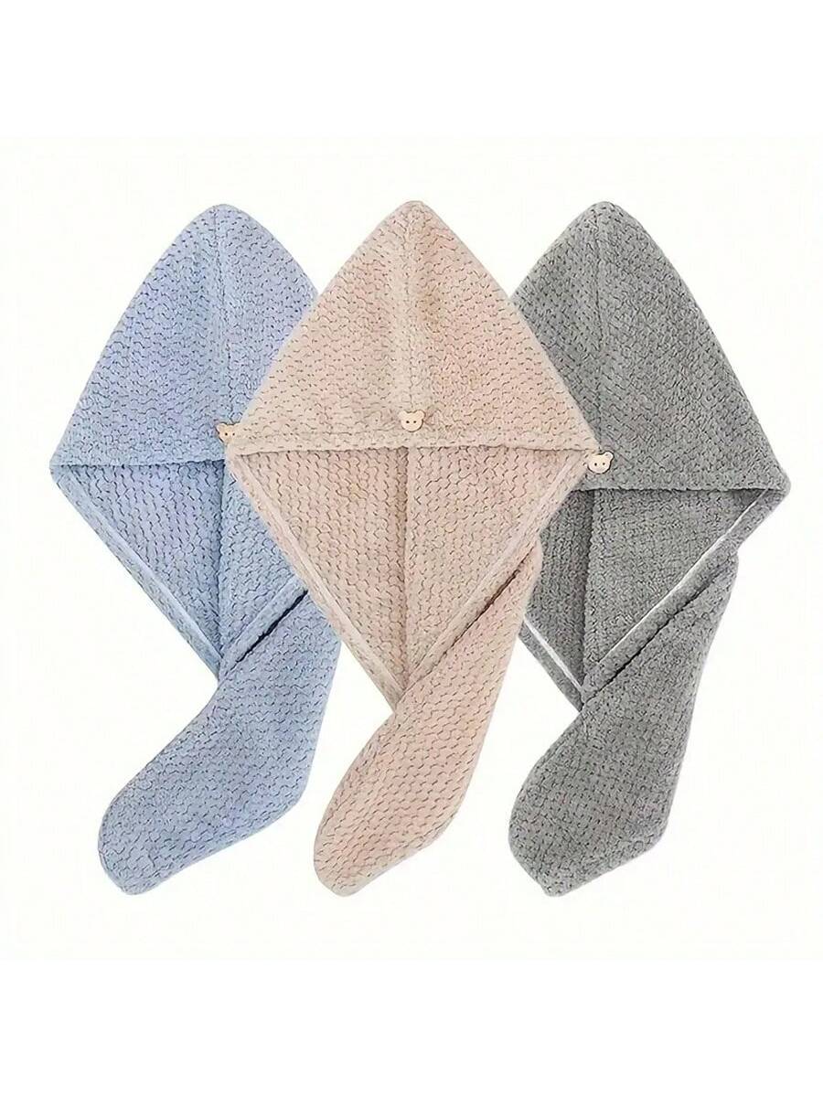 3pcs Premium Quick-Dry Super Soft Microfiber Hair Towels, Highly Absorbent & Comfortable, Designed For Frizzy Hair, Daily Essential Towel Gift, Bathroom Decor, Autumn Decoration, Back To School Hair W