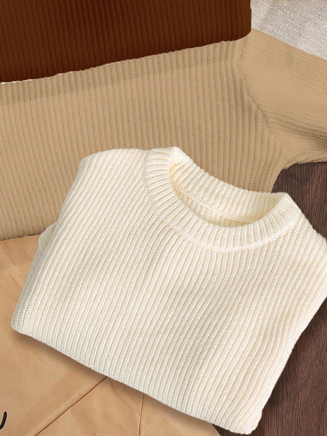 3pcs/Set Baby Boy Casual Loose Fit Round Neck Long Sleeve Sweater, Suitable For Summer,In Fall/Winter