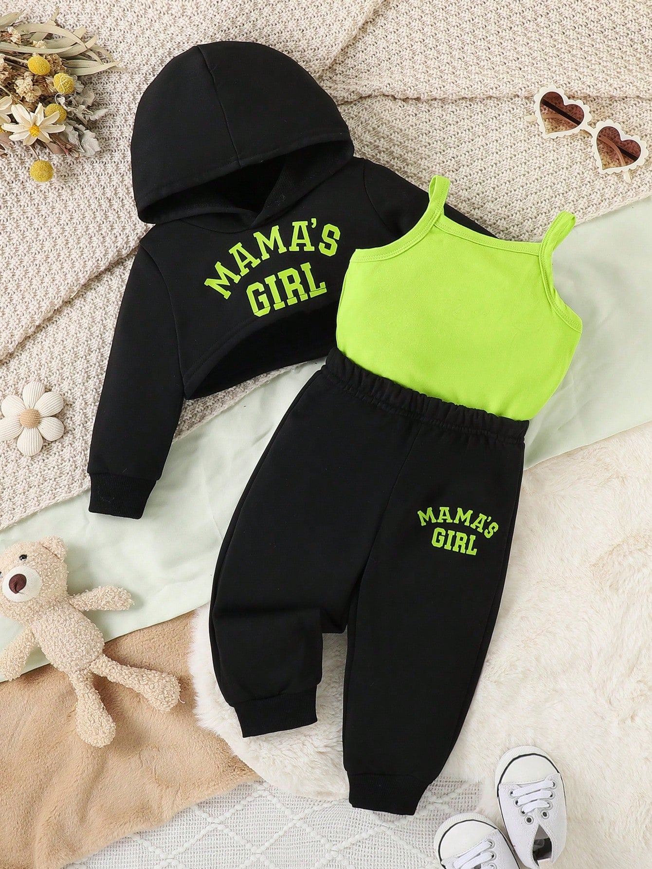 3pcs/Set Baby Girl Casual Sports Simple Design Sweatshirt Set, Spring And Autumn