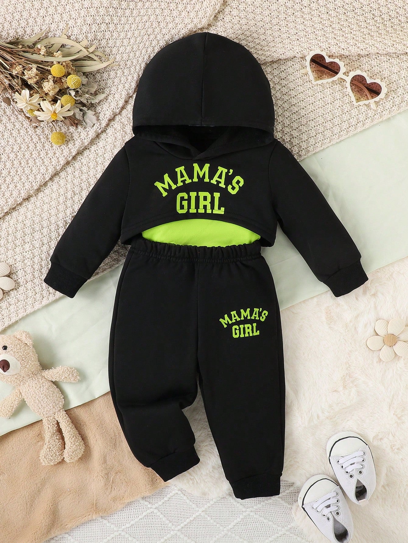 3pcs/Set Baby Girl Casual Sports Simple Design Sweatshirt Set, Spring And Autumn