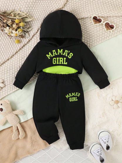 3pcs/Set Baby Girl Casual Sports Simple Design Sweatshirt Set, Spring And Autumn
