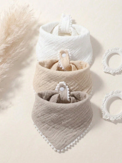 3pcs Summer Fresh Color Cute Triangle Ruffle Baby Bibs, Soft Skin-Friendly Princess Infant Drool Bib Set
