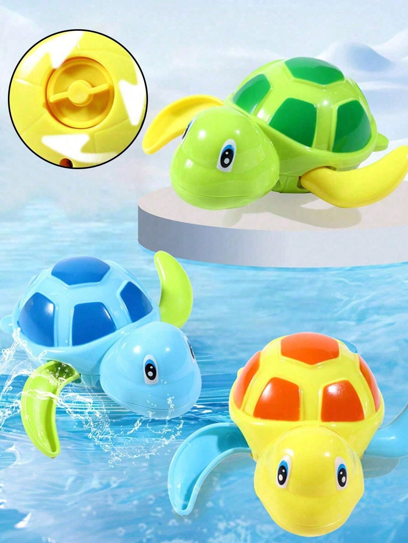 3pcs Swimming Little Turtle Baby Bathing Clockwork Toy Baby Children Playing In Water Bathing Boy Girl Baby Falling In Love With Bathing Playing In Water Little Turtle Baby Interactive Small Toy, 1 Ye