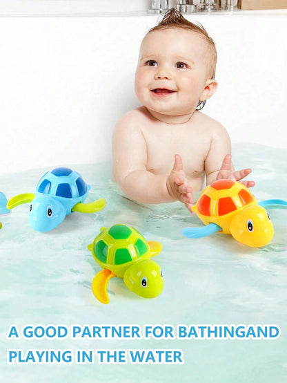 3pcs Swimming Little Turtle Baby Bathing Clockwork Toy Baby Children Playing In Water Bathing Boy Girl Baby Falling In Love With Bathing Playing In Water Little Turtle Baby Interactive Small Toy, 1 Ye