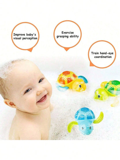 3pcs Swimming Little Turtle Baby Bathing Clockwork Toy Baby Children Playing In Water Bathing Boy Girl Baby Falling In Love With Bathing Playing In Water Little Turtle Baby Interactive Small Toy, 1 Ye