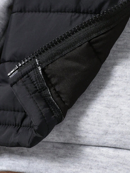 3pcs Toddler Baby Boy Winter Casual Outfit, Cozy Thickened Fleece Lined Hoodie Sweatpants With Zip-Up Gilet Quilted Vest Kawaii Cute Back To School