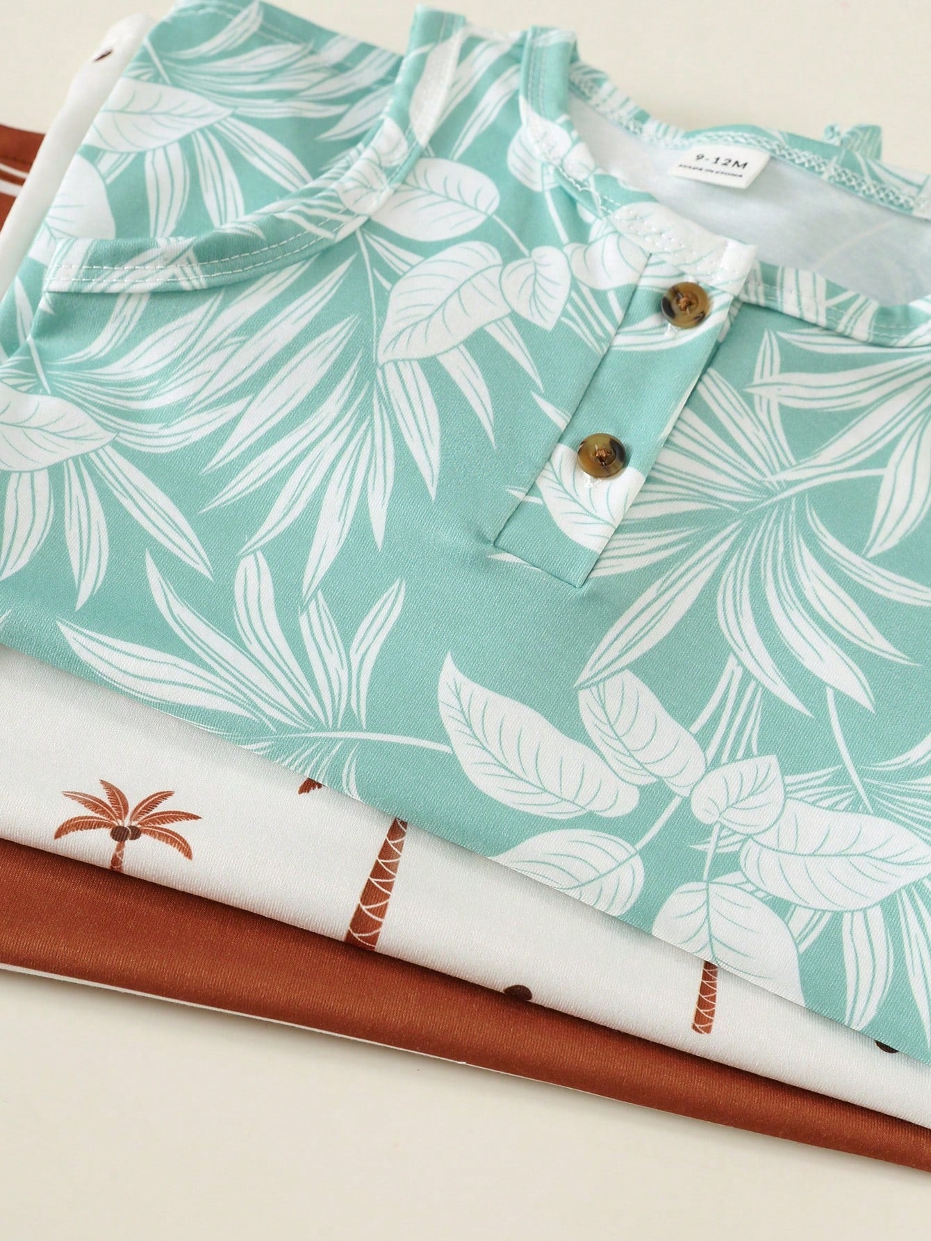 3pcs Unisex Baby Boy Spring/Summer Cute Coconut Tree And Striped Print Sleeveless Romper Shorts Multi-Pack, Spring/Summer Baby Boy Clothes 6pcs, Get 3 Pcs Random
