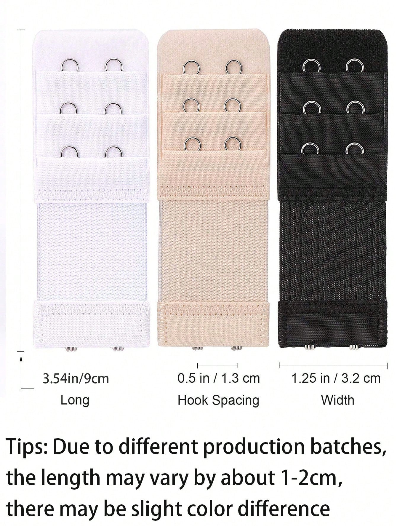 3pcs Women's Bra Extenders 2 Hooks/3 Hooks/4 Hooks Bra Extension,Soft Stretchy Back Bra Extension Strap,Bra Extension Strap, Ladies' Lingerie Clasps For Bra Band