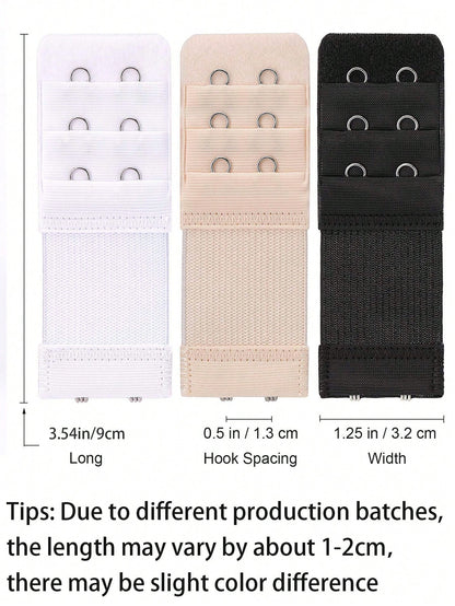 3pcs Women's Bra Extenders 2 Hooks/3 Hooks/4 Hooks Bra Extension,Soft Stretchy Back Bra Extension Strap,Bra Extension Strap, Ladies' Lingerie Clasps For Bra Band