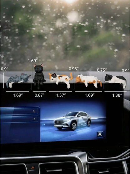 4/5pcs Cute Cat Car Dashboard Decoration- ABS Plastic Cartoon Style Mini Decor, Non-Electric, Dashboard Ornament, Cat Car Accessory, Cartoon Style Miniature Model, Vehicle Decoration, Suitable For Ca