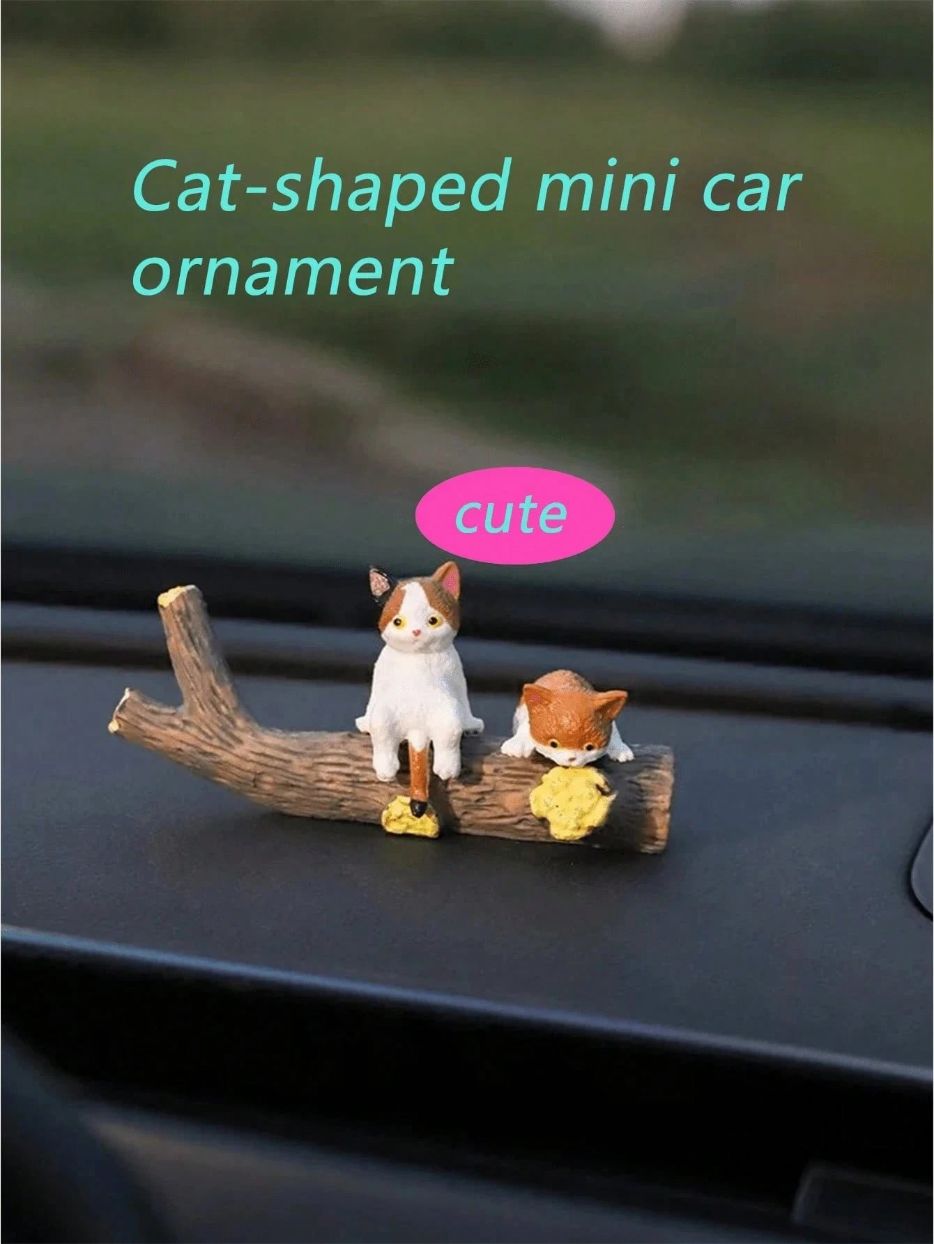 4/5pcs Cute Cat Car Dashboard Decoration- ABS Plastic Cartoon Style Mini Decor, Non-Electric, Dashboard Ornament, Cat Car Accessory, Cartoon Style Miniature Model, Vehicle Decoration, Suitable For Ca