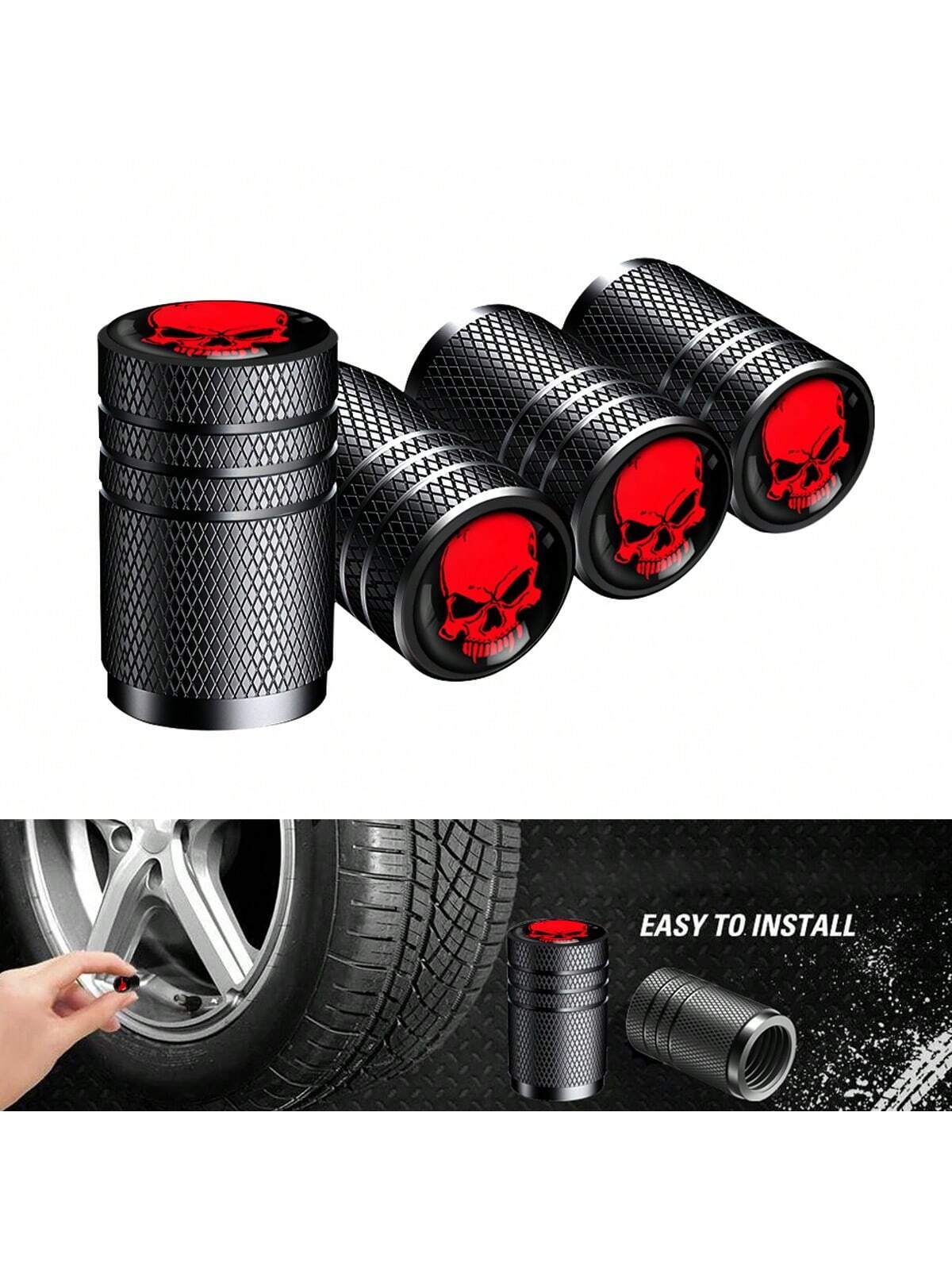 4/8Pcs Tire Valve Stem Cap Cover- Tire Air Caps Metal with Plastic Liner Corrosion Resistant Leak-Proof for Car Truck Motorcycle SUV and Bike