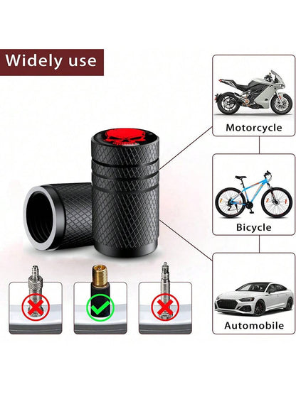 4/8Pcs Tire Valve Stem Cap Cover- Tire Air Caps Metal with Plastic Liner Corrosion Resistant Leak-Proof for Car Truck Motorcycle SUV and Bike