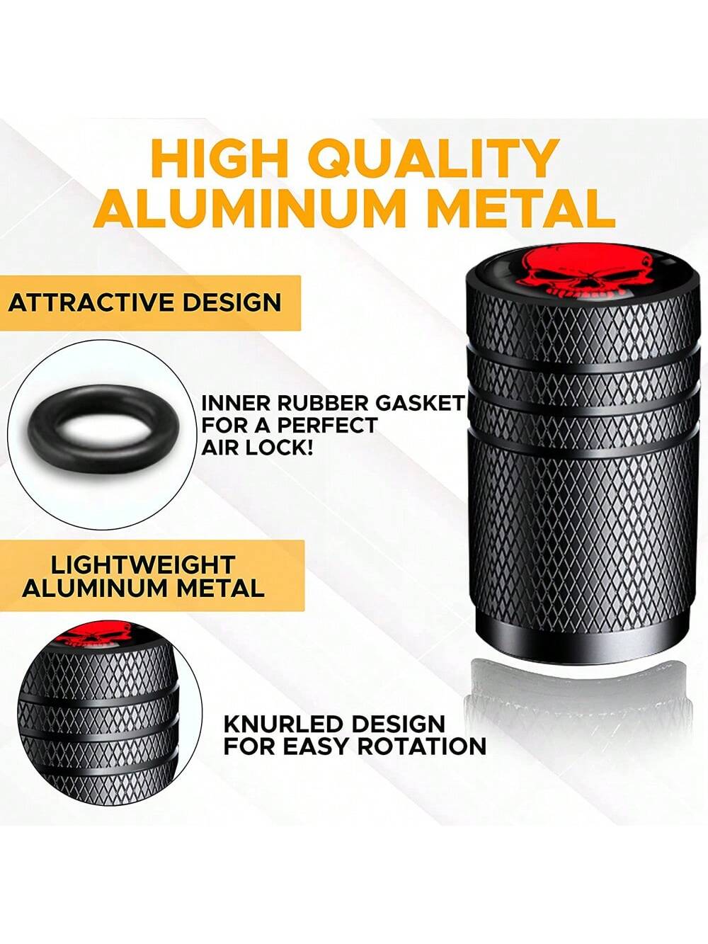4/8Pcs Tire Valve Stem Cap Cover- Tire Air Caps Metal with Plastic Liner Corrosion Resistant Leak-Proof for Car Truck Motorcycle SUV and Bike