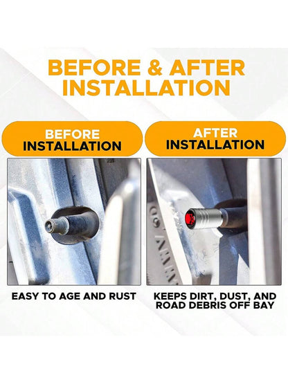 4/8Pcs Tire Valve Stem Cap Cover- Tire Air Caps Metal with Plastic Liner Corrosion Resistant Leak-Proof for Car Truck Motorcycle SUV and Bike