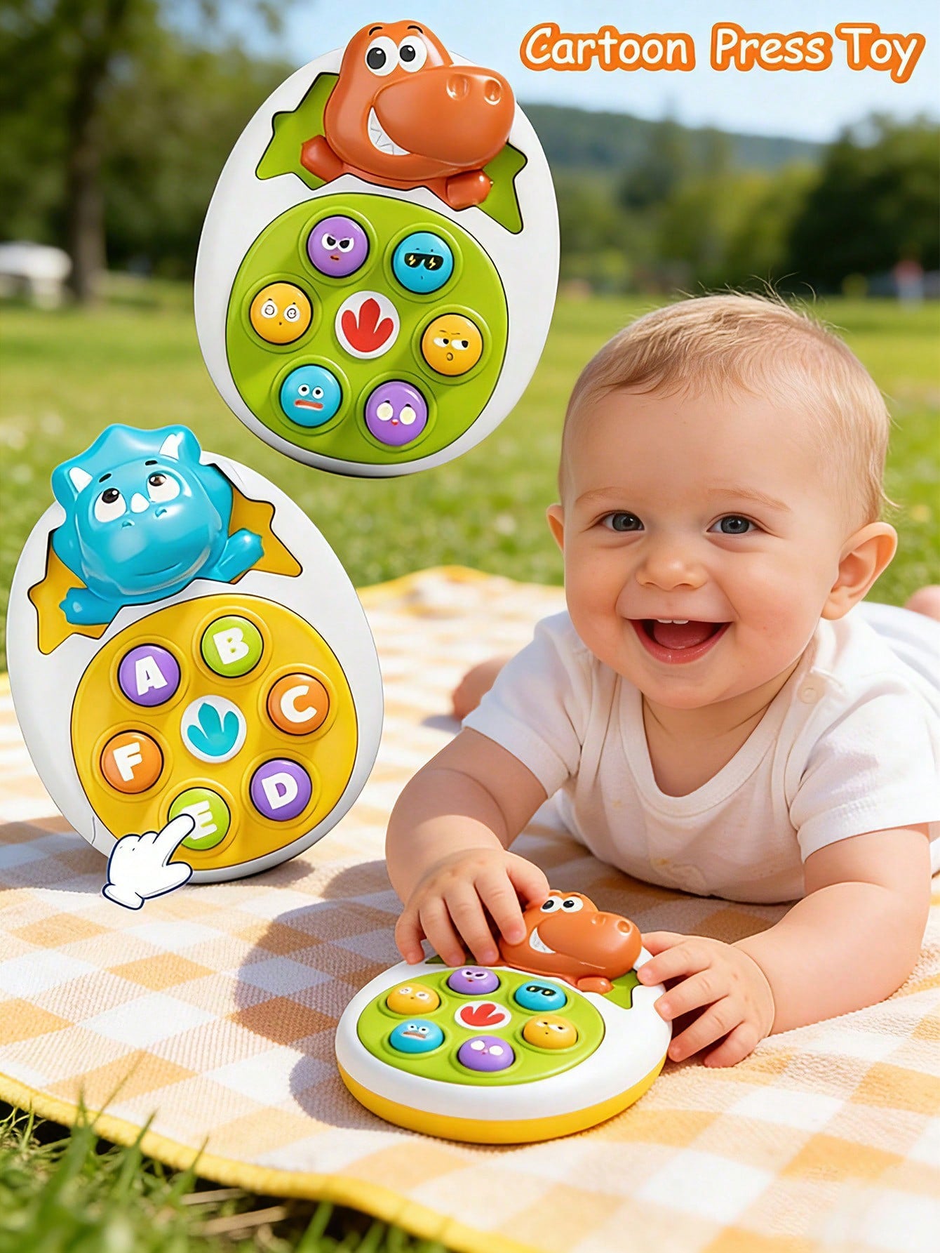 4 Designs Dinosaur Whack-A-Mole Toy, Fun And Educational, Effective For Improving Reaction Ability. Vibrant Colors, Ideal For Learning, Promotes Shape And Color Recognition, Entertaining Press Animal