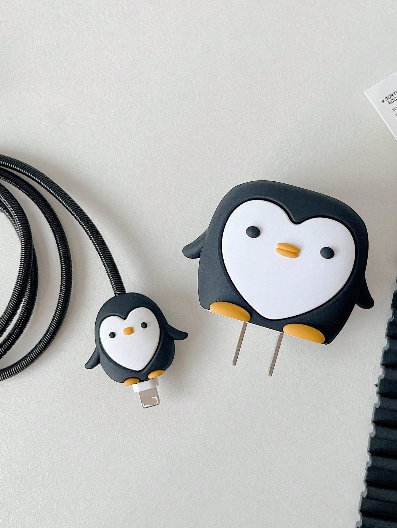 4-In-1 Penguin Design 18W Apple Charger Adapter, Data Cable, Silicone Protector Case Set Compatible With Apple Phones Charger Protector Charger Case Phone Accessories
