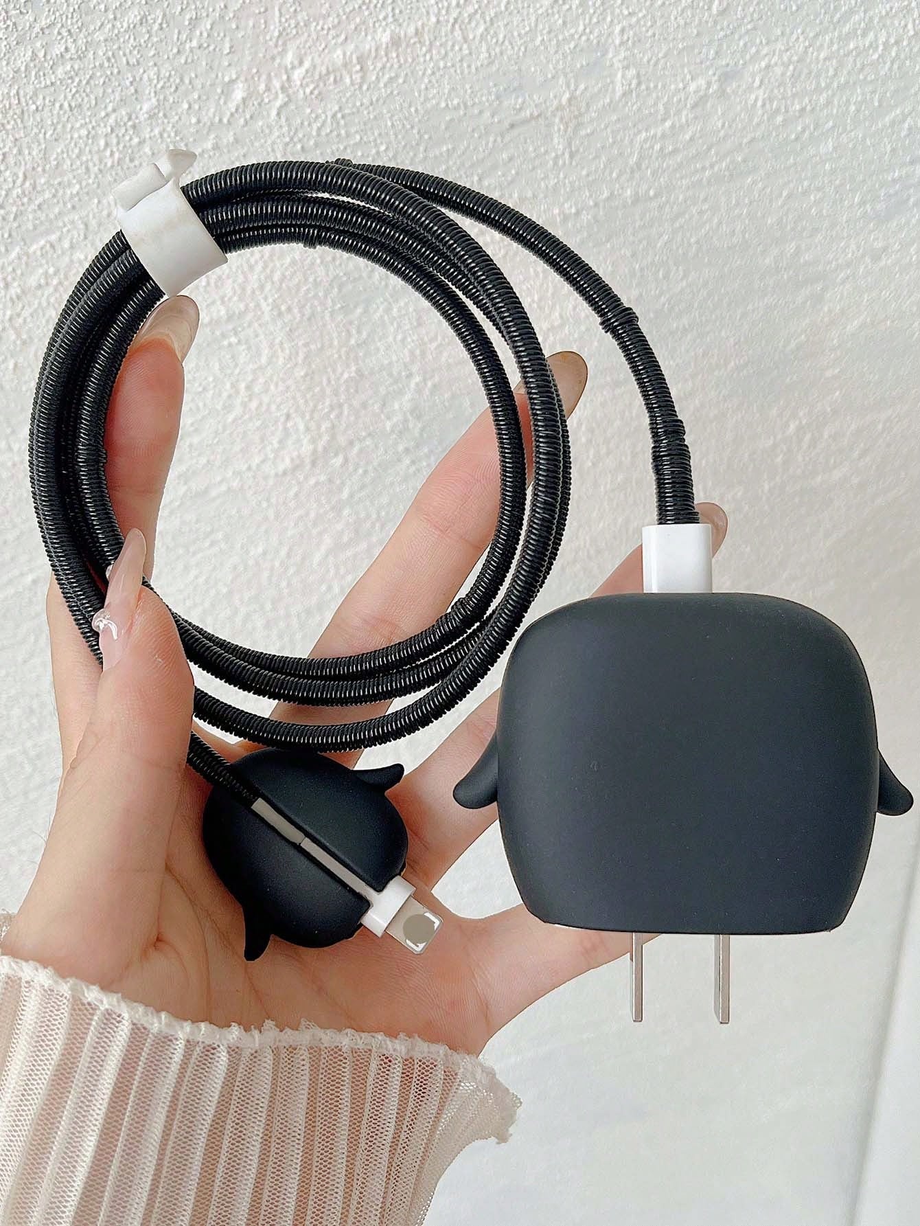 4-In-1 Penguin Design 18W Apple Charger Adapter, Data Cable, Silicone Protector Case Set Compatible With Apple Phones Charger Protector Charger Case Phone Accessories