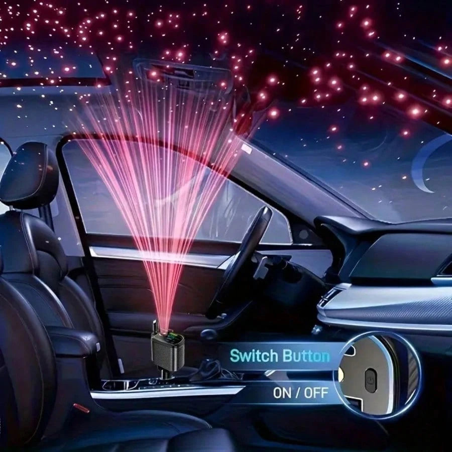 4-In-1 Starry Car Charger, 120W Fast Charging Car Charger, USB-C Car Charger Adapter, Car Accessory With Starry Car Top, USB Port Car Phone Charger, 180° Adjustable Plug