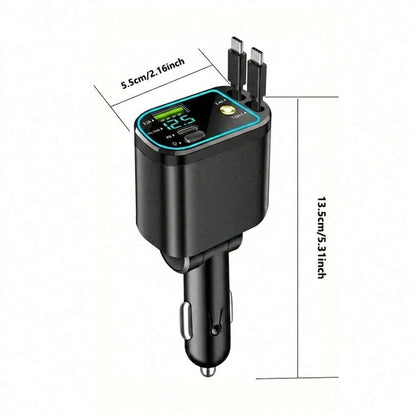 4-In-1 Starry Car Charger, 120W Fast Charging Car Charger, USB-C Car Charger Adapter, Car Accessory With Starry Car Top, USB Port Car Phone Charger, 180° Adjustable Plug