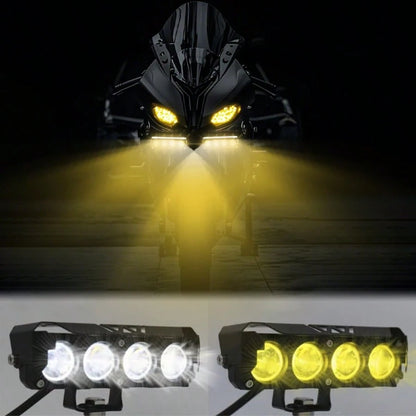 4 LED LED Beads- External LED Spotlight For Motorcycles, 12V-24V Hard Wire Installation, High-Transmittance Acrylic Material, Yellow And White Dual Light Source, Ultra-High Brightness Illumination, E