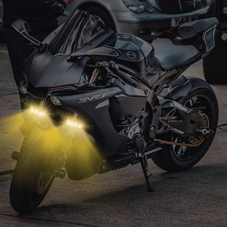 4 LED LED Beads- External LED Spotlight For Motorcycles, 12V-24V Hard Wire Installation, High-Transmittance Acrylic Material, Yellow And White Dual Light Source, Ultra-High Brightness Illumination, E