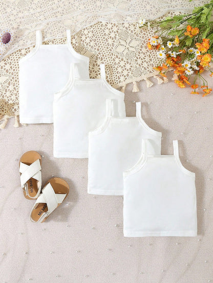 4-Piece Baby Girls' Casual Comfortable Camisole Set, Spring/Summer