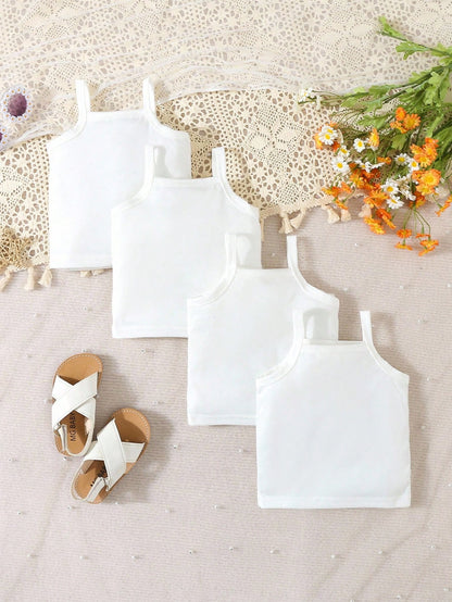 4-Piece Baby Girls' Casual Comfortable Camisole Set, Spring/Summer