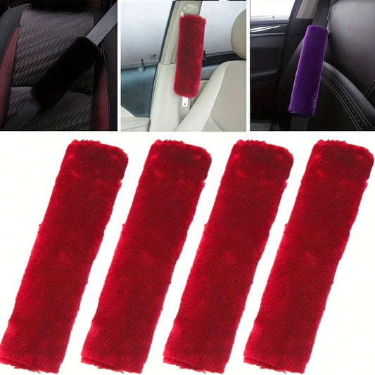 4-Piece Car Seat Belt Plush Pad Shoulder Cover, Seat Belt Protective Pad, Adjustable Soft Plush Shoulder Strap To Protect The Neck And Shoulders.