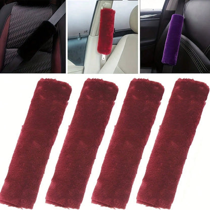 4-Piece Car Seat Belt Plush Pad Shoulder Cover, Seat Belt Protective Pad, Adjustable Soft Plush Shoulder Strap To Protect The Neck And Shoulders.