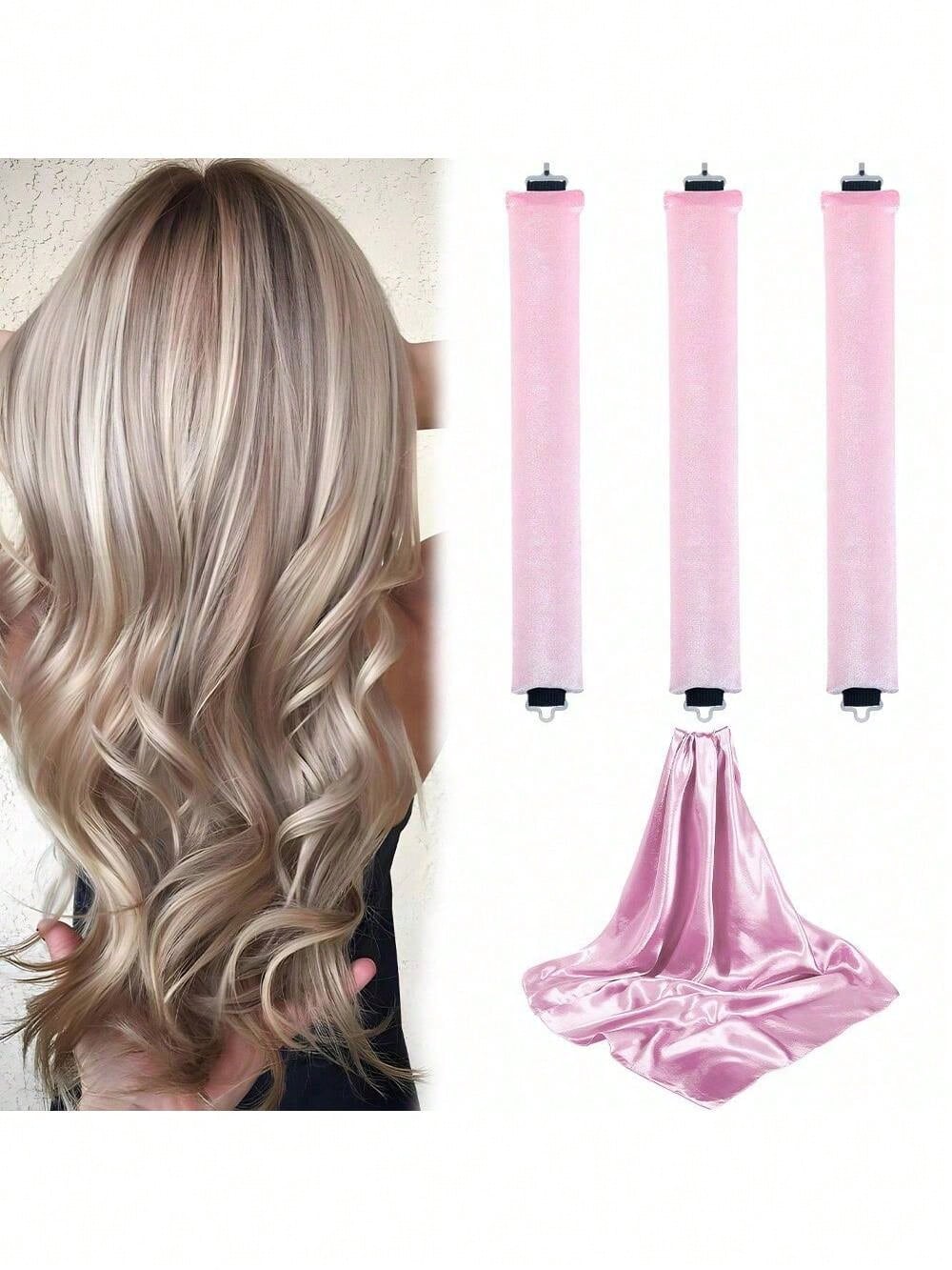 4-Piece Hair Curling Set, Satin Heatless Curling Set, Hair Curlers, Headband Curlers And Hot Curlers, Includes Head Scarf,Use While Sleeping, High Rebound Rubber Filling, Soft,G,Hair Tools,Hair Items