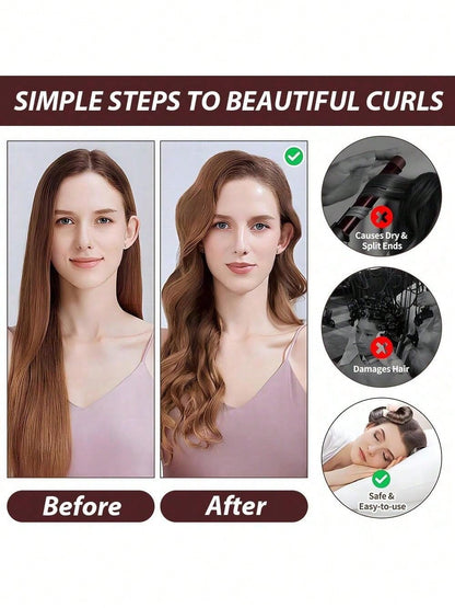 4-Piece Hair Curling Set, Satin Heatless Curling Set, Hair Curlers, Headband Curlers And Hot Curlers, Includes Head Scarf,Use While Sleeping, High Rebound Rubber Filling, Soft,G,Hair Tools,Hair Items