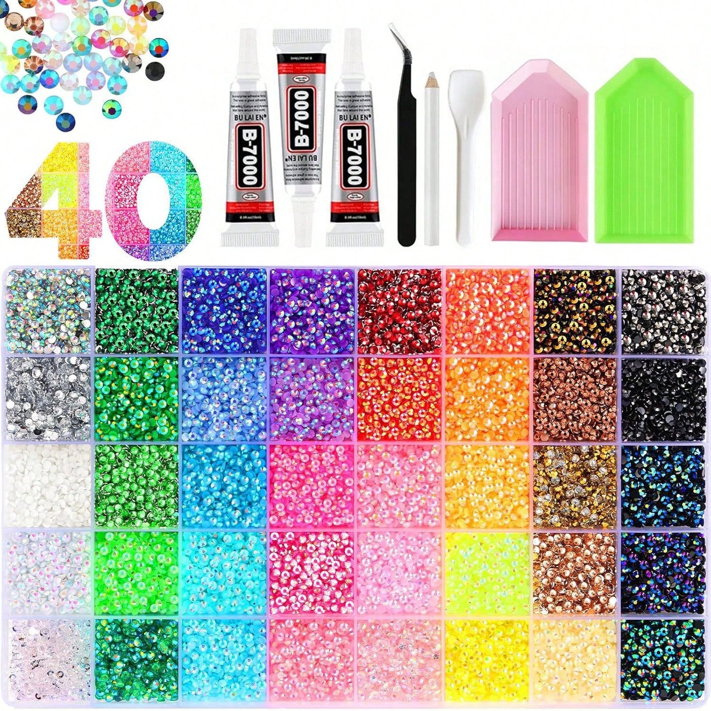 40 Colors/15 Colors Jelly Resin Flat Back Rhinestone Set With Full DIY Accessories Kit, Handmade DIY Material Pack For Clothing, Cup Decoration, Diamond Painting, Versatile Applications