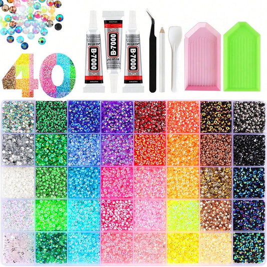 40 Colors/15 Colors Jelly Resin Flat Back Rhinestone Set With Full DIY Accessories Kit, Handmade DIY Material Pack For Clothing, Cup Decoration, Diamond Painting, Versatile Applications