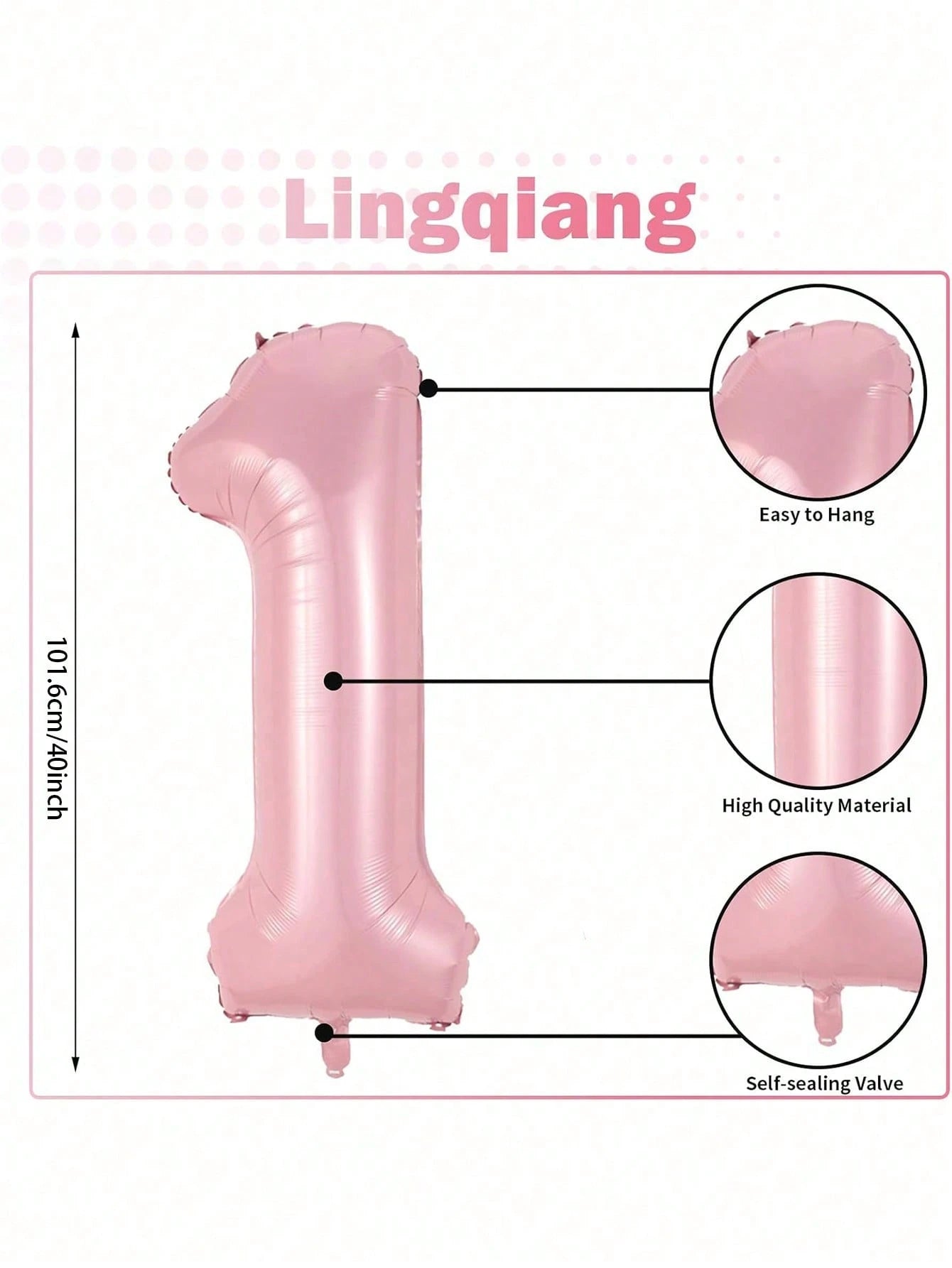 40 Inch Pink Balloon Set 0-9- Self-Inflating Helium Foil Balloon Numbers Suitable For Baby 1st Birthday Party, Baby Shower, Princess Party And Gender Reveal Party- Light Pink Decoration