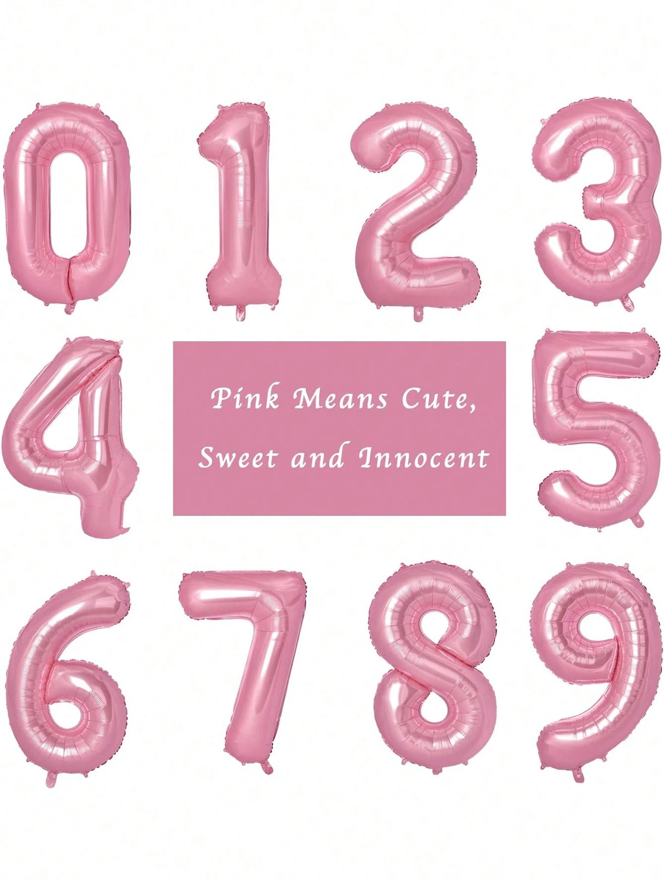 40 Inch Pink Balloon Set 0-9- Self-Inflating Helium Foil Balloon Numbers Suitable For Baby 1st Birthday Party, Baby Shower, Princess Party And Gender Reveal Party- Light Pink Decoration