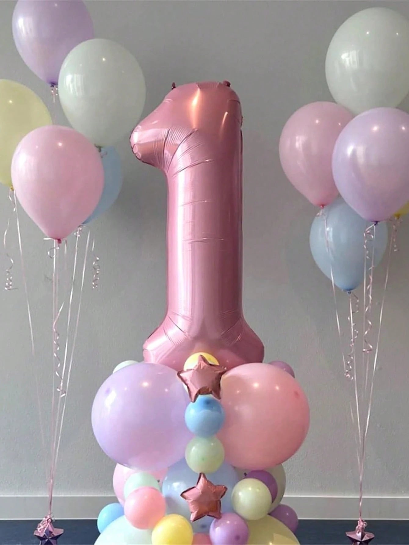 40 Inch Pink Balloon Set 0-9- Self-Inflating Helium Foil Balloon Numbers Suitable For Baby 1st Birthday Party, Baby Shower, Princess Party And Gender Reveal Party- Light Pink Decoration