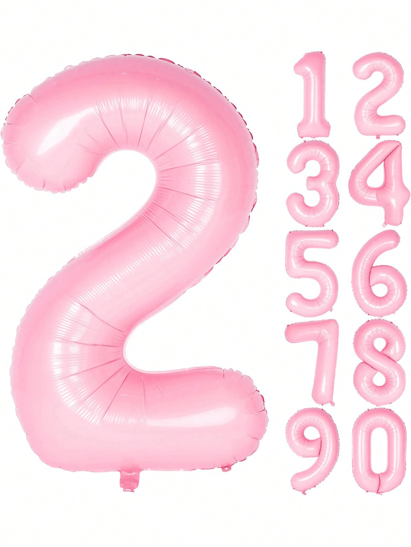 40 Inch Pink Balloon Set 0-9- Self-Inflating Helium Foil Balloon Numbers Suitable For Baby 1st Birthday Party, Baby Shower, Princess Party And Gender Reveal Party- Light Pink Decoration