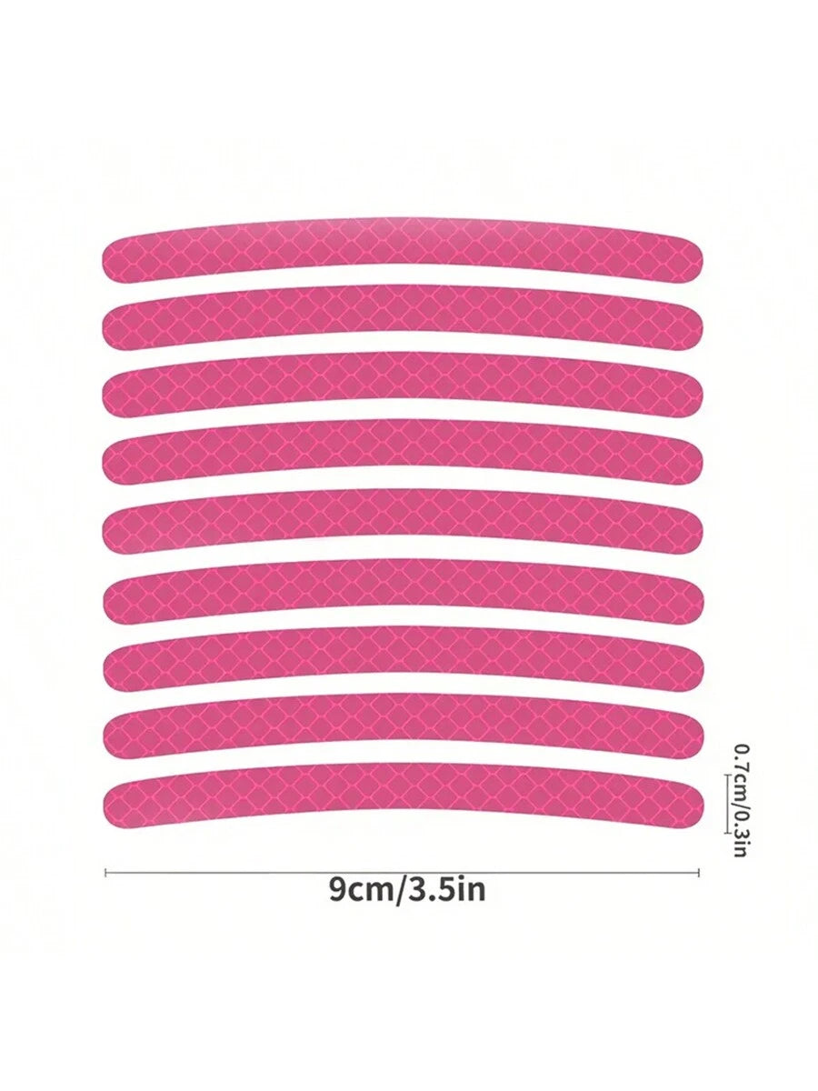40pcs Car Wheel Hub Reflective Sticker Set, Colorful Night Light Decorative Stripe Sticker, Pink 20pcs+Purple 20pcs