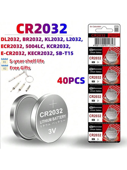 40PCS Original CR2032 CR 2032 Button Battery 3V Lithium Battery For Watch Toy Calculator Car Remote Control Button Coin Cell