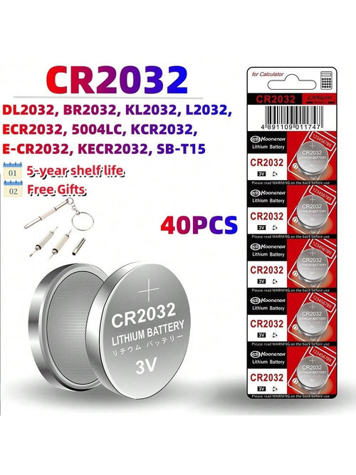 40PCS Original CR2032 CR 2032 Button Battery 3V Lithium Battery For Watch Toy Calculator Car Remote Control Button Coin Cell