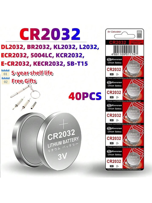 40PCS Original CR2032 CR 2032 Button Battery 3V Lithium Battery For Watch Toy Calculator Car Remote Control Button Coin Cell