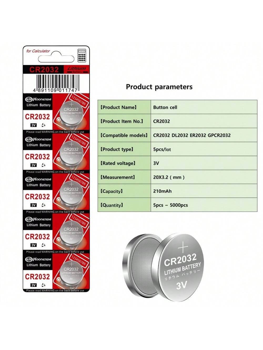 40PCS Original CR2032 CR 2032 Button Battery 3V Lithium Battery For Watch Toy Calculator Car Remote Control Button Coin Cell
