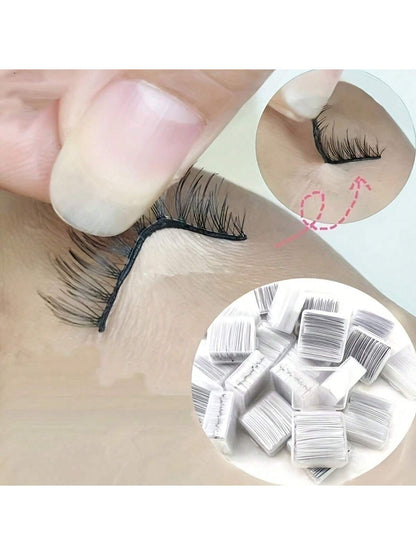 40pcs Self-Adhesive False Eyelash Strips, Glue-Free Black Strips With Built-In Eyeliner, Waterproof, Windproof, Reusable, Long-Lasting Adhesion