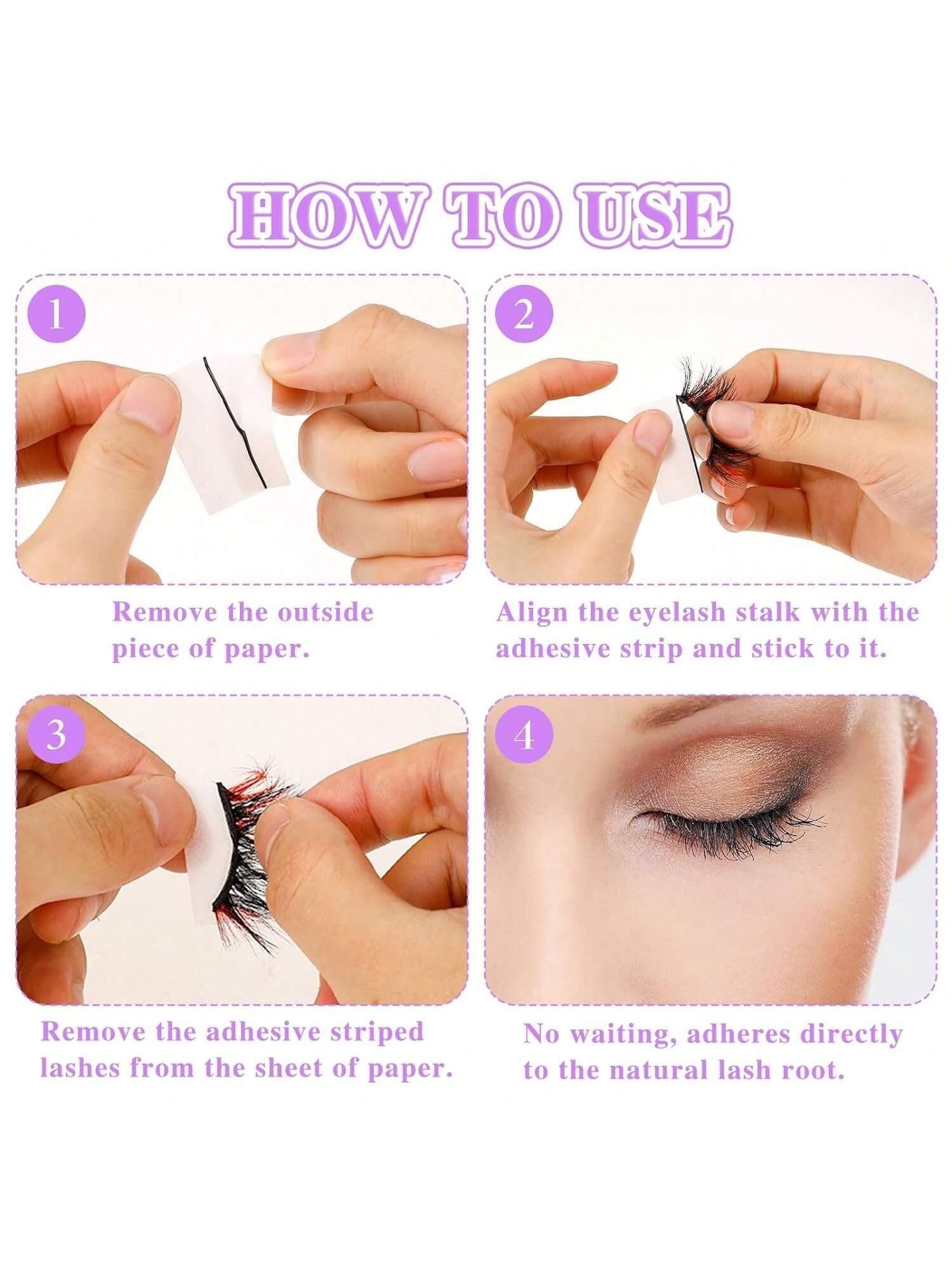 40pcs Self-Adhesive False Eyelash Strips, Glue-Free Black Strips With Built-In Eyeliner, Waterproof, Windproof, Reusable, Long-Lasting Adhesion