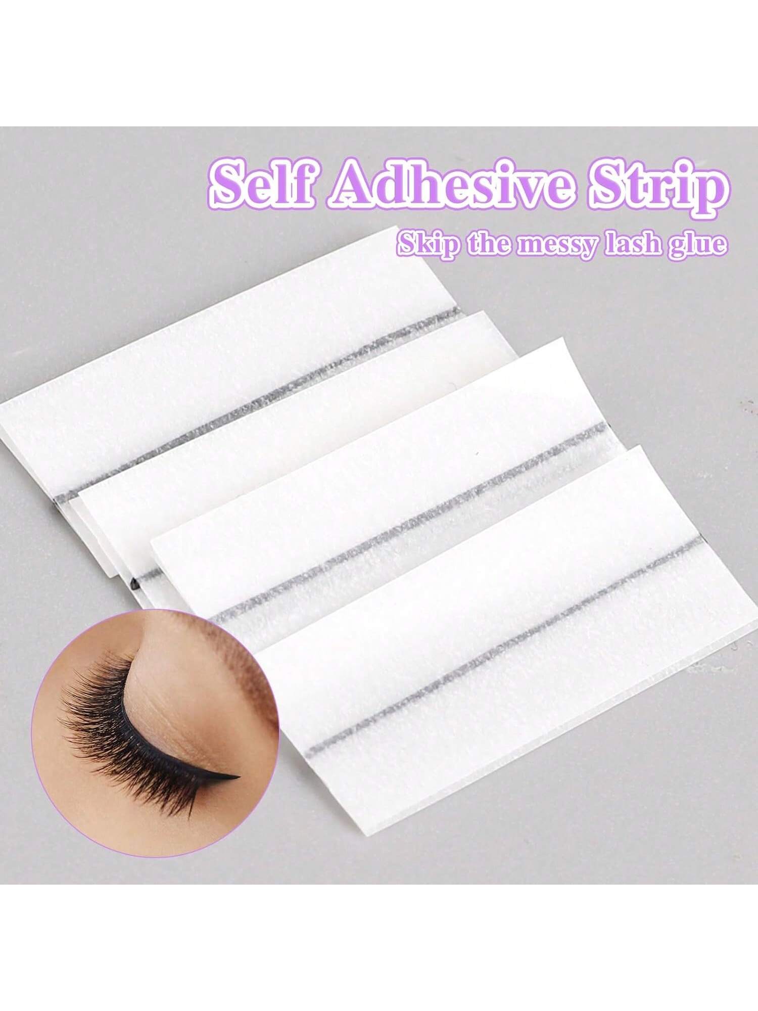 40pcs Self-Adhesive False Eyelash Strips, Glue-Free Black Strips With Built-In Eyeliner, Waterproof, Windproof, Reusable, Long-Lasting Adhesion