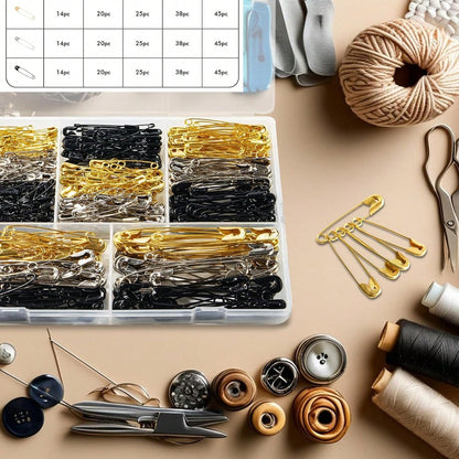 426PCS Large Safety Pins Silver Black Gold, 5 Sizes Safety Pins Assorted For Clothes, Durable Strong For Art Craft Sewing Jewelry Making Home Office
