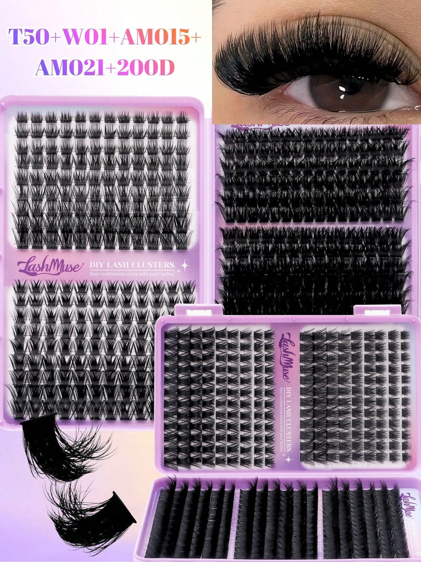 432 Clusters Spiky Eyelash Book, European And American Style Design, D/DD Curl, 8-16mm Mixed Length, 3D Cluster Eyelash Combination Set, DIY Customizable, Quickly Create Thick Cat Eye Makeup, Save Dai