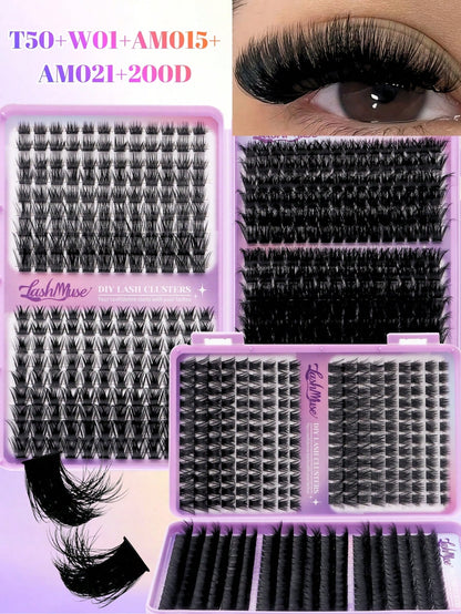 432 Clusters Spiky Eyelash Book, European And American Style Design, D/DD Curl, 8-16mm Mixed Length, 3D Cluster Eyelash Combination Set, DIY Customizable, Quickly Create Thick Cat Eye Makeup, Save Dai